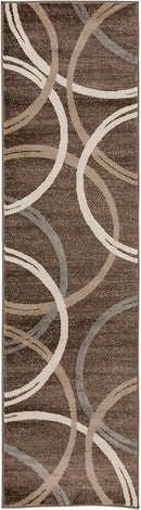 Rugshop Modern Wavy Circles Design Runner Rug 2'7" x 8' Brown by TinyTreasures Baby Boutique