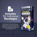 BioSwiss Bandages, Outer Space Shaped Self Adhesive Bandage, Latex Free Sterile Wound Care, Fun First Aid Kit Supplies for Kids and Adults, 50 Count by TinyTreasures Baby Boutique