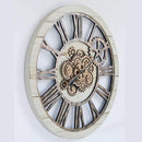 The Gears Clock 36'' Inch Real Moving Gear Wall Clock Vintage Industrial Oversized Rustic Farmhouse (Desert Beige) by CozyNest Decor