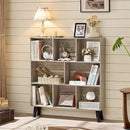 LEYAOYAO 8 Cube Bookshelf,3 Tier Bookcase with Legs,Modern Grey Mid-Century Bookshelves,Large Farmhouse Open Storage Organizer Shelf, Retro Wooden Display Book Case for Bedroom,Living Room,Office by CozyNest Decor