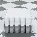 qqpp EVA Rubber 18 Tiles Interlocking Puzzle Foam Floor Mats - Baby Play Mat for Playing | Exercise Mat for Home Workout. White, Gray. QC-ALb18N by TinyTreasures Baby Boutique