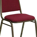EMMA + OLIVER Trapezoidal Back Fabric Upholstered Stackable Banquet Chair, Multipurpose Stacking Chair with Padded Seat and Back, Burgundy/Gold by GreenHaven Gardens