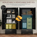 75" Kitchen Pantry Cabinet with Drawer, Metal Storage Cabinets with Doors and Adjustable Shelves, Black Tall Pantry Cabinet for Dinning Living Room, Home Office by CozyNest Decor