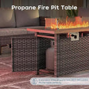 Propane Fire Pit Table Outdoor, 44" 60000BTU Auto-Ignition Fire Pits Table with Wind Guard Square Large Wicker Propane Firepits for Porch Garden(Grey,CSA Certified) by GreenHaven Gardens