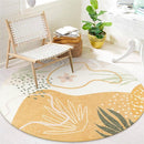 Lahome Boho Round Area Rug 4Ft - Washable Non-Slip Kitchen Rug, Bedroom Carpet, Ultra-Thin Soft Cute Nursery Kids Room Rug, Botanical Print for Dorm Bathroom Classroom Entryway by TinyTreasures Baby Boutique