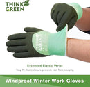 COOLJOB Thick Fleece Lined Winter Thermal Warm Freezer Work Gloves, 100% Recycled Polyester Base with Non-Slip Grip, Windproof for Cold Weather, 1 Pair, Large, Green by GreenHaven Gardens