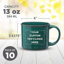 DISCOUNT PROMOS Custom Ceramic Campfire Coffee Mugs 13 oz. Set of 10, Personalized Bulk Pack - Perfect for Tea, Espresso, Cappuccino, Hot Cocoa - Green by TinyTreasures Baby Boutique