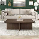 Henn&Hart 44" Rectangular Wood Pedestal Low-Profile Coffee Table for Living Room, Family Room, or Office, Alder Brown by CozyNest Decor