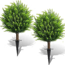 26.5" Artificial Cedar Topiary Ball Trees, Set of 2 UV Resistant Fake Evergreen Trees Shrubs Bushes Artificial Plants with Ground Spike Faux Cypress Plants for Indoor Outdoor Front Porch Garden by GreenHaven Gardens