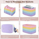 Shelf Baskets for Organizing, Woven Storage Basket for Shelves，Cotton Rope Storage Bins for Toys Books, Nursery Towel Baskets for Classroom, 14.96"X9.8"X8.85", 3-Pack Pastel Rainbow by CozyNest Decor