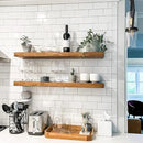 URBANDI, Rustic Floating Shelves, Set of 2, Hidden Bracket, Solid Wood, Heavy Duty, Wall Mounted Shelves, (Brown, 48Wx6D) by CozyNest Decor