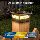 NIORSUN Solar Post Cap Lights Outdoor, 2 Modes LED, Deck Fence Post Solar Lights for 3.5x3.5 4x4 Caps Patio Garden Decoration, Warm White/Cool White Lighting Black 4 Pack by GreenHaven Gardens