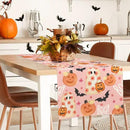 AnyDesign Halloween Table Runner Pink Spooky Ghost Pumpkin Table Cover Kitchen Dining Table Decoration Pink Halloween Table Dresser Scarves for Indoor Outdoor Home Party, 13 x 72 Inch by CozyNest Decor