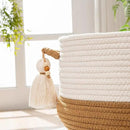 KAKAMAY Woven Baskets for Storage(16"x8"),Blanket Basket for Organizing Living Room,Cotton Rope Basket Woven Baby Laundry Hamper,Collapsible Laundry Room Organization,Clothes,Toy Chest(Brown) by GreenHaven Gardens