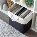 OrganiHaus 13x13 Cube Storage Bins 4 Pack, Foldable Cube Storage Organizer w/ Rope Handles, Collapsible Fabric Bins for Toys, Clothes & Closet Organization, Fabric Square Baskets - Black/White by CozyNest Decor