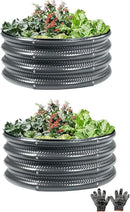 2Pack 2x2 FT Round Raised Garden Bed, Galvanized Planter Raised Beds for Outdoor Vegetables, Flowers & Herbs, Heavy-Duty Metal Raised Garden Beds, Rust-Resistant & Easy Assembly (Grey) by GreenHaven Gardens