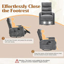 Manual Swivel Rocker Recliner Chair for Adults, Overstuffed Reclining Glider Chair for Nursing with Vibration Massage & Heat, Living Room Rocking Recliner 3-Stage backrest, Chenille Fabric Dark Gray by CozyNest Decor