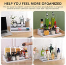 3 Tier Expandable Spice Rack Organizer, Plastic Spice Rack, Adjustable Length 14.6In-25.8In, Non-Skid Tiered Spice Shelf Organizer for Kitchen Cabinet, Cupboard, Pantry, White/Grey by CozyNest Decor