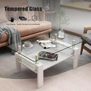 Glass Coffee Table Rectangle Living Room Center Table, with Transparent Tempered Glass Tabletop and White MDF Layer,for Living Room and Office, Transparent +White by CozyNest Decor