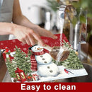 Winter Christmas Placemats Set of 6 Red Blue Snowman Plastic Table Mats Christmas Tree Birds Place Mats Washable Vinyl Seasonal Winter Table Decoration for Indoor Outdoor Party Kitchen Dining by CozyNest Decor