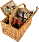 Picnic at Ascot Vineyard Willow Picnic Basket with service for 2 - Santa Cruz by GreenHaven Gardens