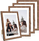 10x14 Picture Frame Set of 4, 10 x 14 Wood Photo Frames with Mat for 8x12 or 30x40cm Diamond Painting Art, Wooden Frame with Real Glass Cover for Wall and Tabletop Display,Rustic Brown by CozyNest Decor