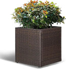 LEWIS&WAYNE Large Square Planter Box Handmade Wicker Tall Planters for Outdoor Plants with Removable Liners Modern Planter for Indoor Outdoor Garden Patio Front Porch - Brown, 17''x17''x18'' by CozyNest Decor