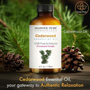 Majestic Pure Cedarwood Essential Oil with Glass Dropper - Huge 4 Fl Oz - 100% Pure and Natural Cedarwood Oil - Premium Grade Essential Oils for Diffuser, Aromatherapy, Soap and Candle Making by CozyNest Decor