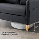 VINGLI 47" Small Couch, Linen Loveseat Sofa Black Mini Couch Mid Century Modern Decor Love Seat for Small Spaces Living Room, Bedroom, Play Room by CozyNest Decor