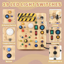 Joyreal Montessori Busy Board Wooden Sensory Toys for Toddler with LED Light Up Switch, Baby Fidget Board Travel Toys for 18+ Months, 1 2 3 Year Old Boys Girls Toddler Toy Gifts (Classic) by TinyTreasures Baby Boutique