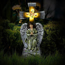 Yiosax-Solar Angels for Cemetery-Garden Statue Lights Decor - Before The Cross on One Knee Wings Praying Angel Figurine Bless You Cemetery Patio Lawn Yard Porch Decorations by GreenHaven Gardens