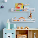 Fun Memories Nursery Book Shelves - Rustic Natural Solid Wood Floating Bookshelf for Kids - Wall Book Shelves for Kids Room (White, 24inch - 4P) by TinyTreasures Baby Boutique