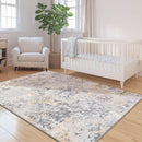 Area Rug 4x6 Washable Grey Rug for Bedroom, Abstract Modern Living Room Rugs Non Slip Low Pile, Carpet for Kitchen, Nursery, Kids Room, Office by TinyTreasures Baby Boutique