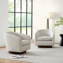 CHITA Swivel Accent Chair, FSC Certified Upholstered Fabric Barrel Chair for Living Room Set of 2, Fully Assembled, Ivory by CozyNest Decor