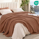 PHF Cooling Waffle Blanket Twin Size, Lightweight 60% Rayon Derived from Bamboo & 40% Cotton Breathable Blanket for Hot Sleepers, Soft and Luxury for Bed Couch and Sofa, 66"x90", Burnt Umber by CozyNest Decor