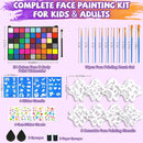 Professional Face Painting Kit for Kids – 54 Color Water Activated Facepaint Makeup Kit, Non-Toxic face Paint with Stencils, Gems, Brushes– for Halloween, Parties, Carnival, School Event & Festivals by TinyTreasures Baby Boutique