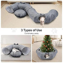 Odoland Summer Linen Cat Tunnels for Indoor Cats with Cooling Central Cat Bed, Interactive Cat Toys Detachable Soft Mat and Variety Kitty Toy Set Grey by CozyNest Decor