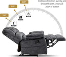 Luxlen Large Manual Recliner Chair,Soft Fabric Push Back Recliner with Overstuffed Armrest and Backrest, Living Room Single Sofa Recliners,Grey by CozyNest Decor