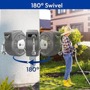 Retractable Garden Hose Reel, 1/2 in x 100 ft Wall Mounted Hose Reel, 10-Pattern Spray Nozzle, Any Length Lock/Slow Return System/Wall Mounted/180°Swivel Bracket by GreenHaven Gardens