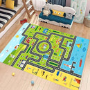 Kids Rug Playroom Car Rug Play Mat City Life Road Rugs Fun City Map for Kids Toy Cars Carpet for Bedroom Boys (Green-Rug, 3.3x4.9ft) by CozyNest Decor