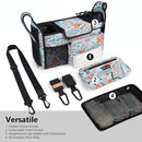 TOPDesign Universal Baby Stroller Organizer, Stroller Caddy with Detachable Mesh Bag & Heightened Insulated Cup Holders & Non-Slip Secure Hooks Accessories, Fits Most Strollers (Green Bandanna) by TinyTreasures Baby Boutique