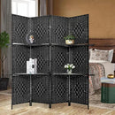 PayLessHere Room Divider Room Screen Divider Wooden Screen Folding Portable Partition Screen Wood with Removable Storage Shelves (Black, 4 Panel) by CozyNest Decor