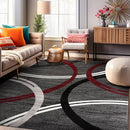 Rugshop Modern Wavy Circles Design Area Rug 8'8" x 12' Red by TinyTreasures Baby Boutique