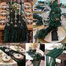 Emerald Green 20 Pack Cheesecloth Table Runner 10FT Boho Fabric Rustic Cheese Cloth Table Runner for Wedding 20 x 120 Inch Long Bridal Shower Baby Shower Gauze Sheer Birthday Party Table Decorations by CozyNest Decor