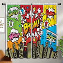 Superhero City Wars Explosion Rod Pocket Blackout Curtains for Boy Girl Bedroom, Colorful Comics Ar Thermal Insulated Home Window Drapes for Living Room Darkening, 55x63 inch by TinyTreasures Baby Boutique