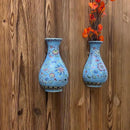 Set of Two Handmade Chinese Blue & White Porcelain Wall Mounted Vases – Chinoiserie Ceramic Flower Vase for Indoor Home Décor, Wall Hanging Vases for Living Room & Bookshelf by CozyNest Decor