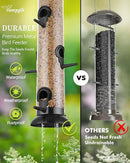 Bird Feeders for Outdoors Hanging,Finch Feeders for Outside,Chew-Proof Hanging Bird Feeder,Rust-Proof Birdfeeder,Squirrel Proof 6 Ports Metal Bird Feeder,14 Inch,1 Pack,Black by CozyNest Decor
