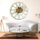 The Gears Clock 36'' Inch Real Moving Gear Wall Clock Vintage Industrial Oversized Rustic Farmhouse (Desert Beige) by CozyNest Decor