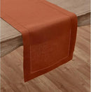 Solino Home Linen Table Runner 108 Inches Long - 100% Pure Linen Cinnamon Table Runner 14 x 108 Inch for Fall, Autumn, Halloween, Thanksgiving - Classic Hemstitch by CozyNest Decor