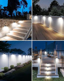 12 Pack Solar Lights Outdoor Motion Sensor, Waterproof Fence Lights with 3 Lighting Mode, Cool White LED Security Deck Lights for Outside Wall Yard Steps Stairs Garden - White by GreenHaven Gardens